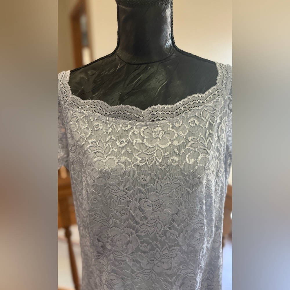 Worthington 16T Tall Silver Lace Sheath Dress Wedding Guest - Picture 7 of 10